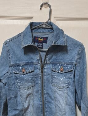 Annie USA Denim Jacket with Red Heart Embroidery